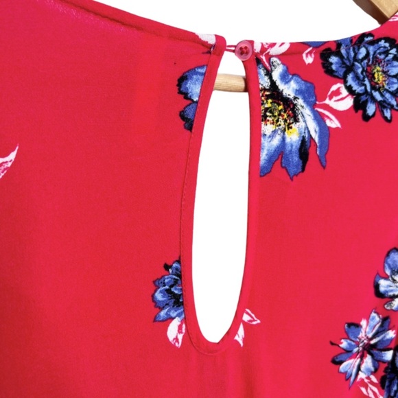 Xhilaration Red Floral Sleeveless V Neck Tie Front Dress Women Size Medium - Picture 13 of 16